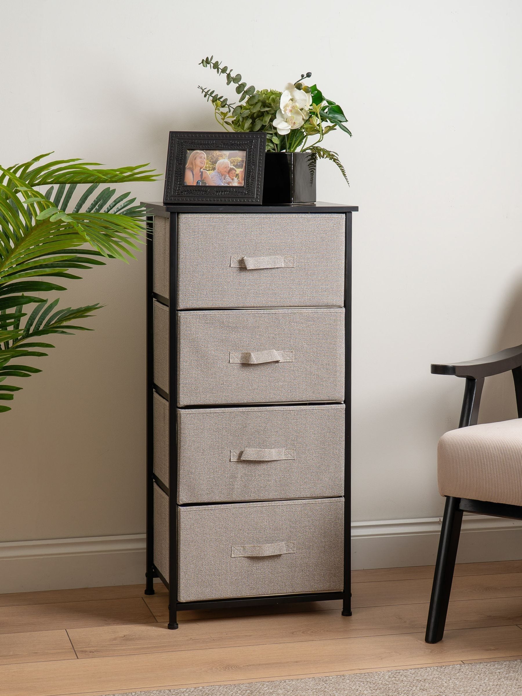 Scottish Everlastings Ltd Unisex 4 Drawer Cabinet With Fabric Black One