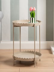 Scottish Everlastings Ltd Cream Greige Round Scallop Table - Image 1 of 4
