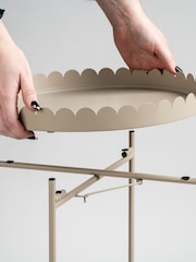 Scottish Everlastings Ltd Cream Greige Round Scallop Table - Image 2 of 4