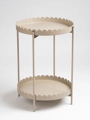 Scottish Everlastings Ltd Cream Greige Round Scallop Table - Image 3 of 4