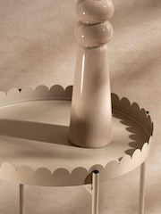 Scottish Everlastings Ltd Cream Greige Round Scallop Table - Image 4 of 4