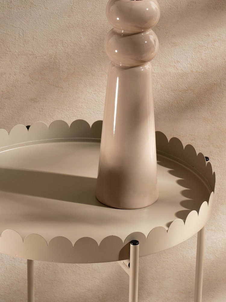 Scottish Everlastings Ltd Cream Greige Round Scallop Table - Image 4 of 4 Scottish Everlastings Ltd Cream Greige Round Scallop Table - Image 4 of 4