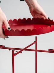 Scottish Everlastings Ltd Red Greige Round Scallop Table - Image 2 of 4