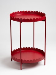 Scottish Everlastings Ltd Red Greige Round Scallop Table - Image 3 of 4