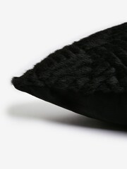 Black 59 x 59cm Basset Embossed Faux Fur Cushion - Image 4 of 4