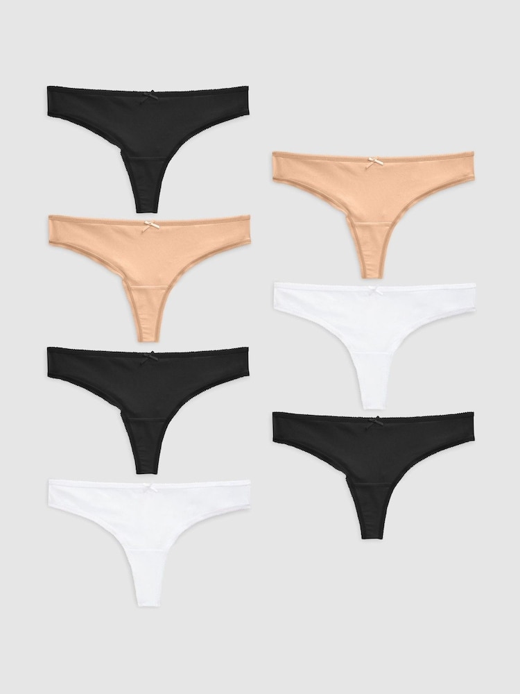 Praline Nude Thong Microfibre Knickers 7 Pack - Image 1 of 4