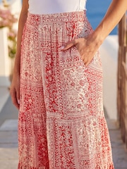 Roman Red Tile Tiered Palazzo Trousers - Image 4 of 4