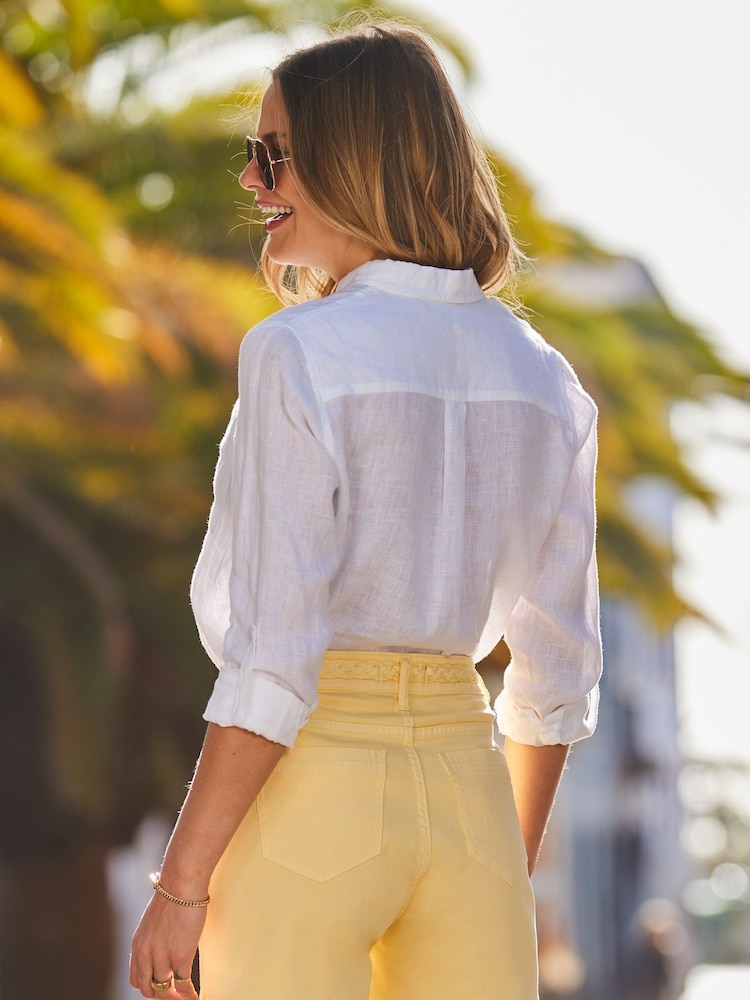 Sosandar Yellow Pocket Front Braided Waist Shorts - Image 2 of 5
