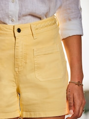 Sosandar Yellow Pocket Front Braided Waist Shorts - Image 5 of 5