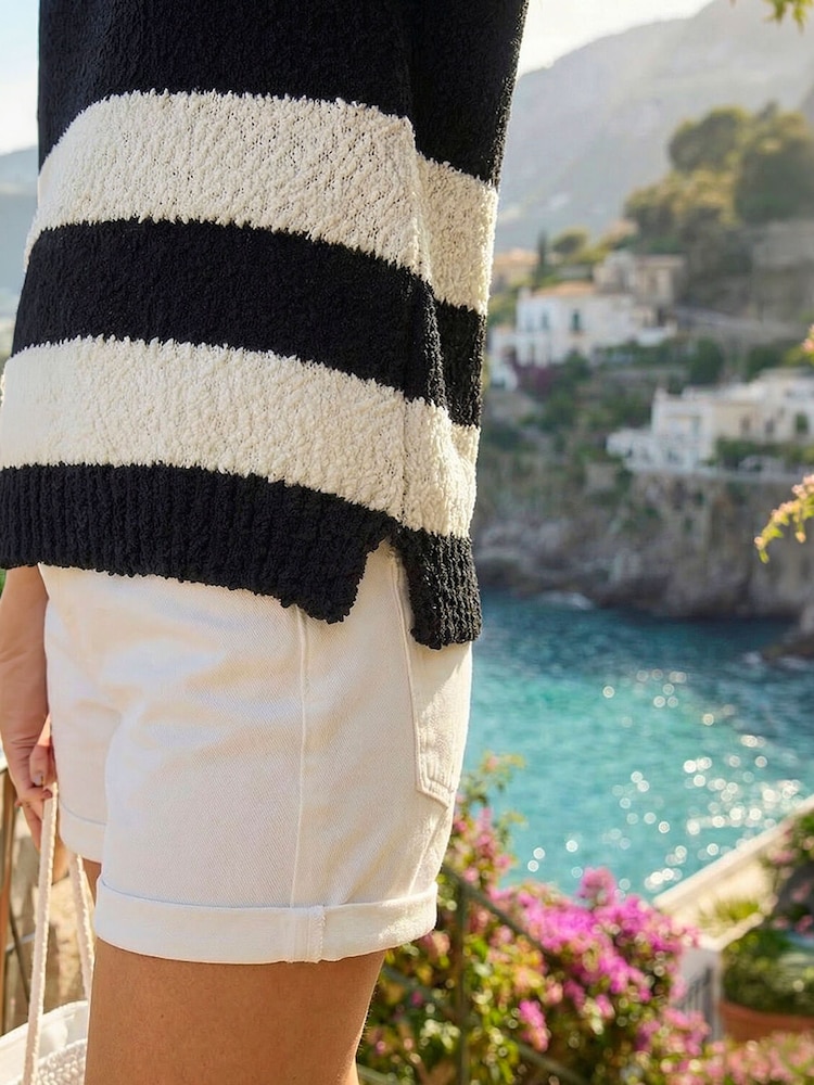Roman Black Stripe V-Neck Knit Vest - Image 4 of 4 Roman Black Stripe V-Neck Knit Vest - Image 4 of 4