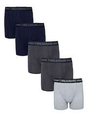 Threadbare Black/Slate/Grey A-Front Trunks 5 Pack - Image 1 of 5