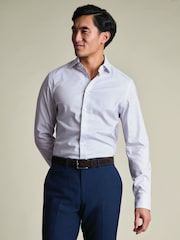 Charles Tyrwhitt Purple Non-Iron Stretch Geometric Print Shirt - Image 1 of 7