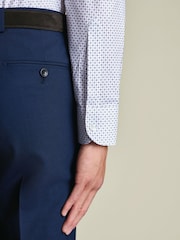 Charles Tyrwhitt Purple Non-Iron Stretch Geometric Print Shirt - Image 4 of 7