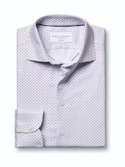 Charles Tyrwhitt Purple Non-Iron Stretch Geometric Print Shirt - Image 5 of 7