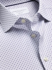 Charles Tyrwhitt Purple Non-Iron Stretch Geometric Print Shirt - Image 6 of 7