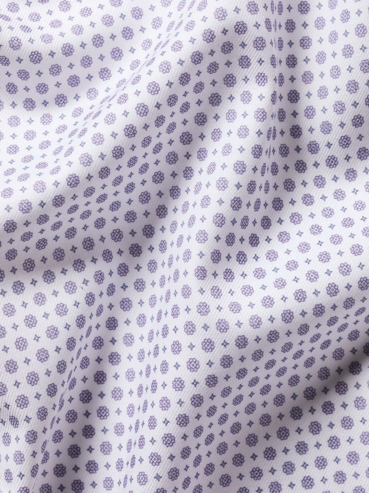 Charles Tyrwhitt Purple Non-Iron Stretch Geometric Print Shirt - Image 7 of 7