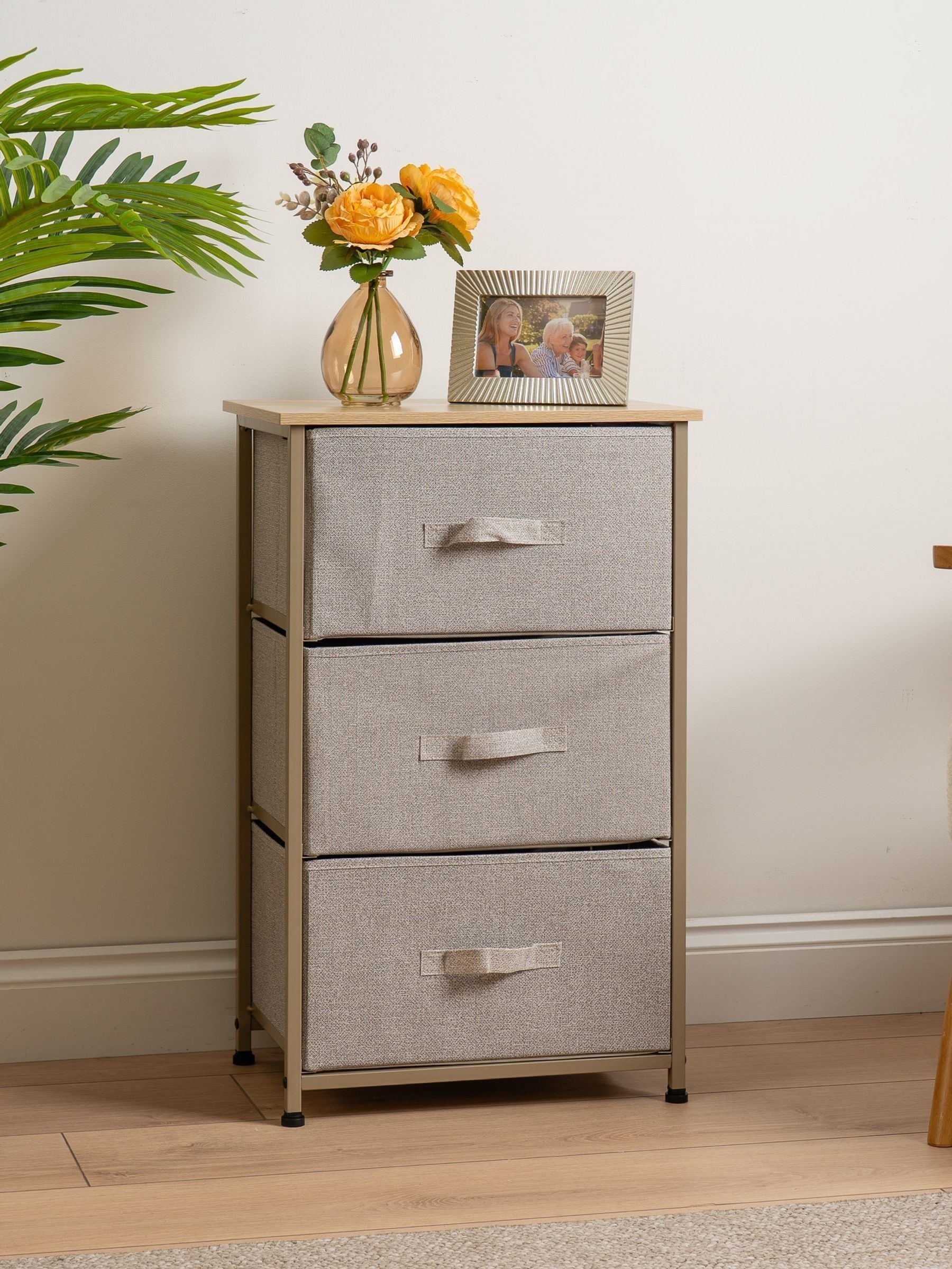 Scottish Everlastings Ltd Unisex 3 Drawer Cabinet With Fabric Cream One
