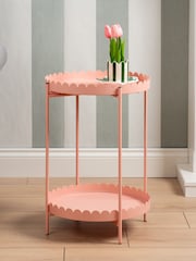 Scottish Everlastings Ltd Pink Greige Round Scallop Table - Image 1 of 4