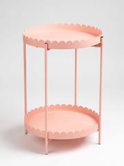 Scottish Everlastings Ltd Pink Greige Round Scallop Table - Image 3 of 4