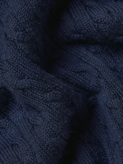 Charles Tyrwhitt Blue Cotton Cable Knit Polo Shirt - Image 5 of 5