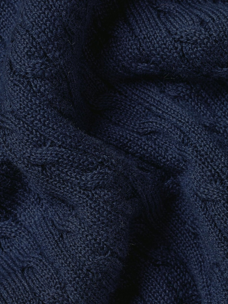 Charles Tyrwhitt Blue Cotton Cable Knit Polo Shirt - Image 5 of 5