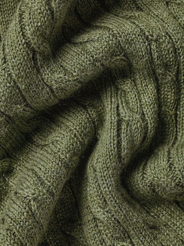 Charles Tyrwhitt Green Cotton cable knit polo - Image 6 of 6