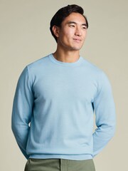 Charles Tyrwhitt Blue Merino Crew Neck Jumper - Image 1 of 6