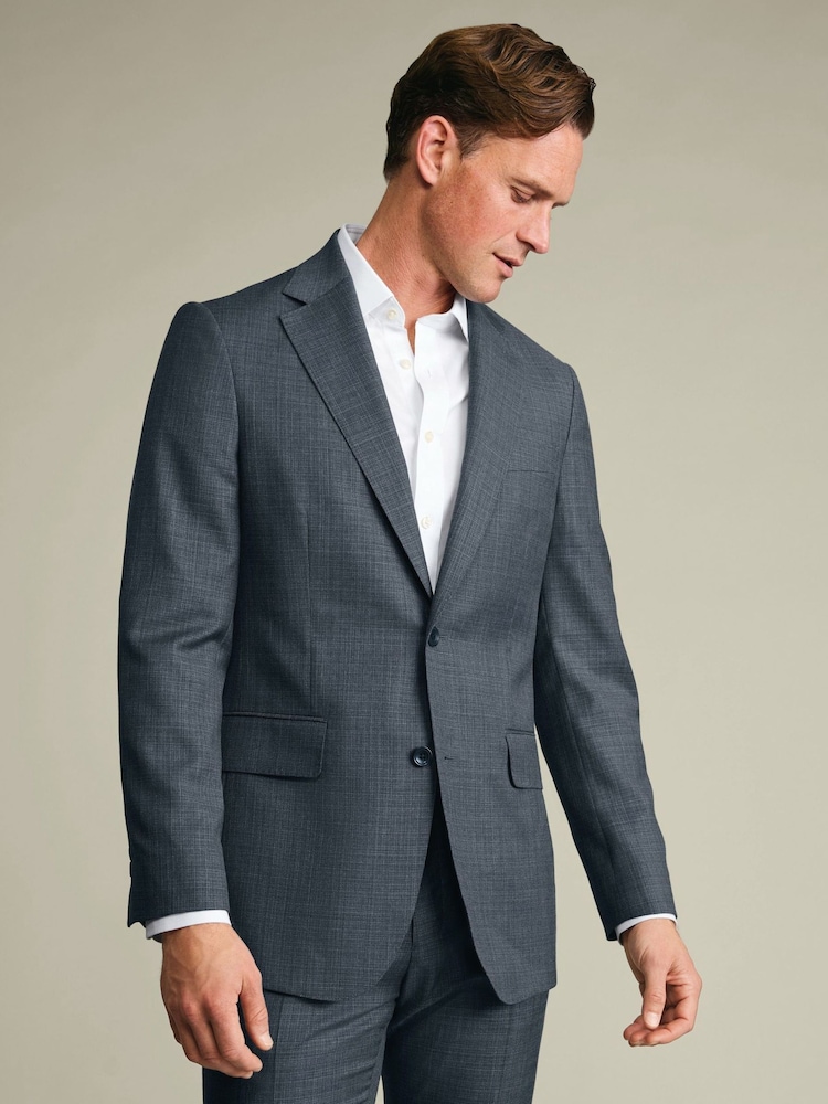 Charles Tyrwhitt Stone Grey Birdseye Slim Fit Italian Luxury Suit Jacket - Image 1 of 6