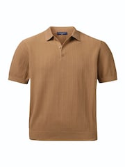 Charles Tyrwhitt Yellow Cotton Stripe Knit Polo Shirt - Image 4 of 6