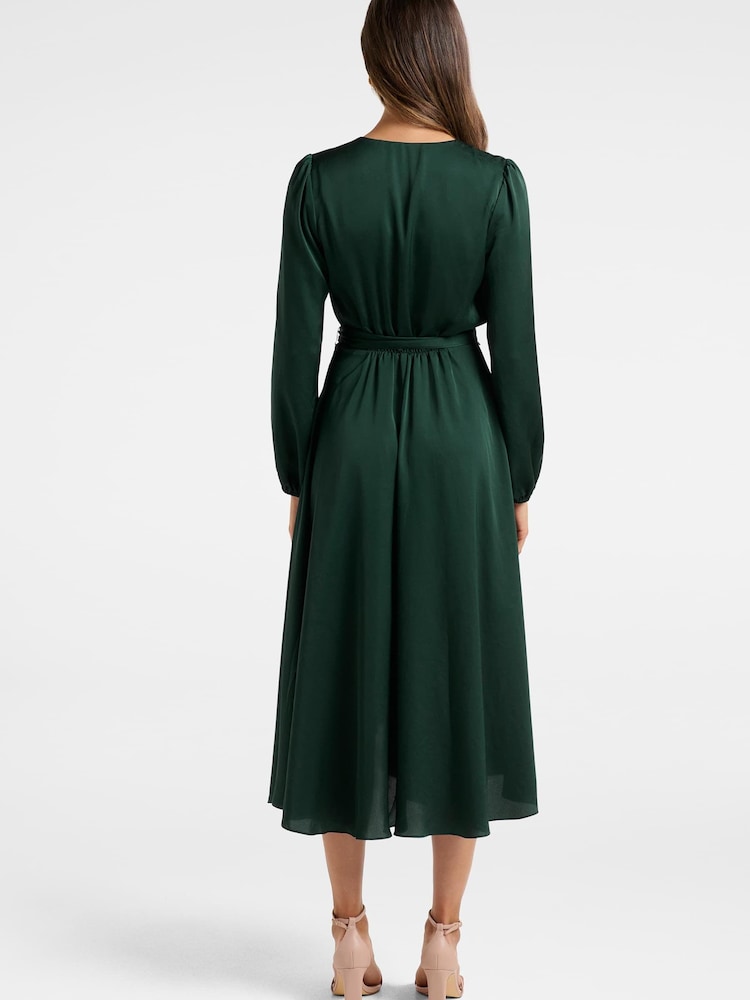 Forever New Green Marilyn Satin Wrap Midi Dress - Image 2 of 5