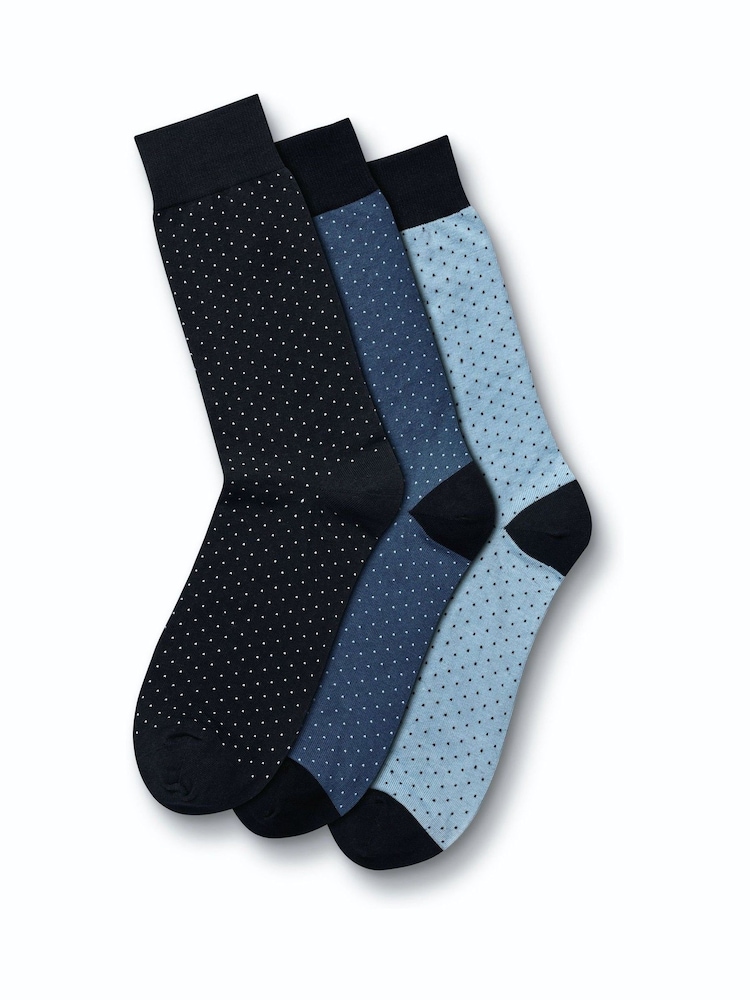Charles Tyrwhitt Blue Cotton Rich Socks 3 Pack - Image 1 of 1