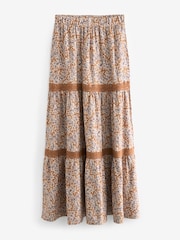 Lilac Purple Ditsy Textured Maxi Skirt With Crochet Trim - Image 5 of 6