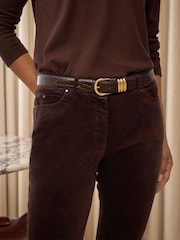 Pure Collection Chocolate Brown Washed Velvet Jeans - Image 3 of 3