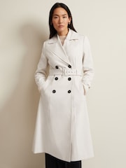Phase Eight Cream Eleanor Pleat Back Trench Coat - Image 3 of 9