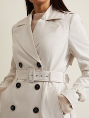 Phase Eight Cream Eleanor Pleat Back Trench Coat - Image 6 of 9