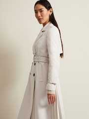 Phase Eight Cream Eleanor Pleat Back Trench Coat - Image 8 of 9