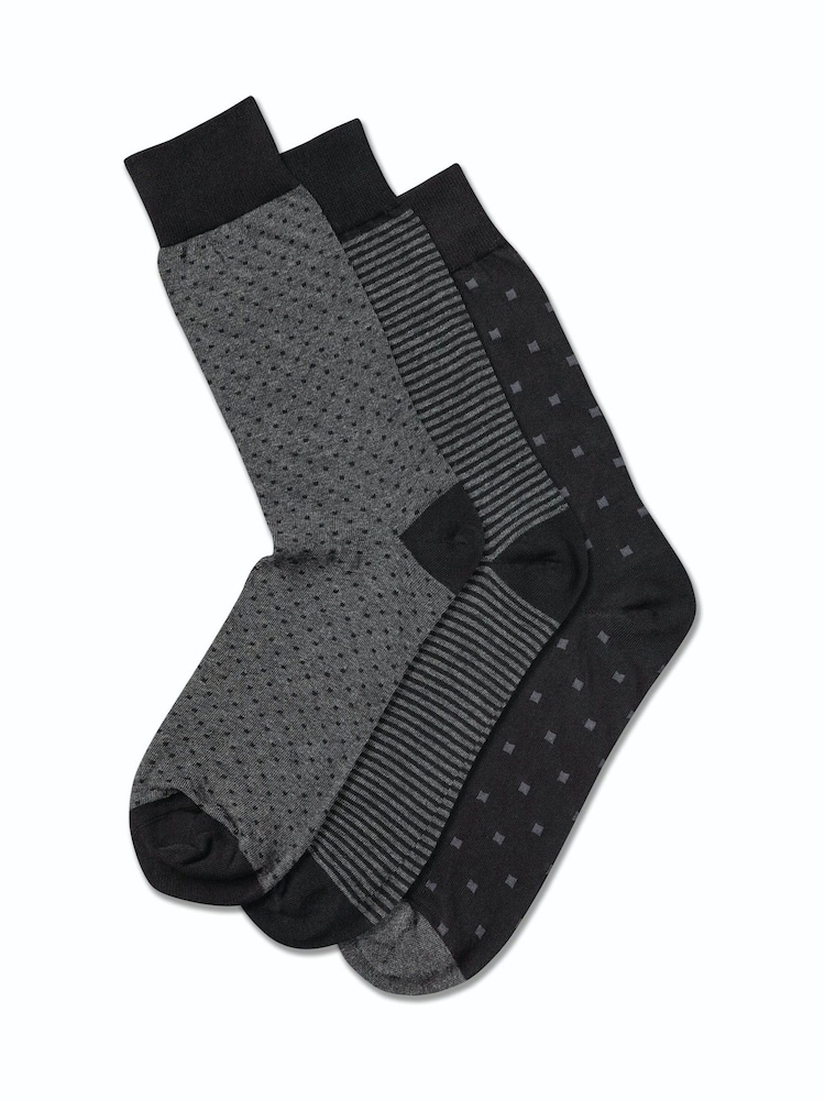 Charles Tyrwhitt Black Cotton Rich Socks 3 Pack - Image 1 of 1