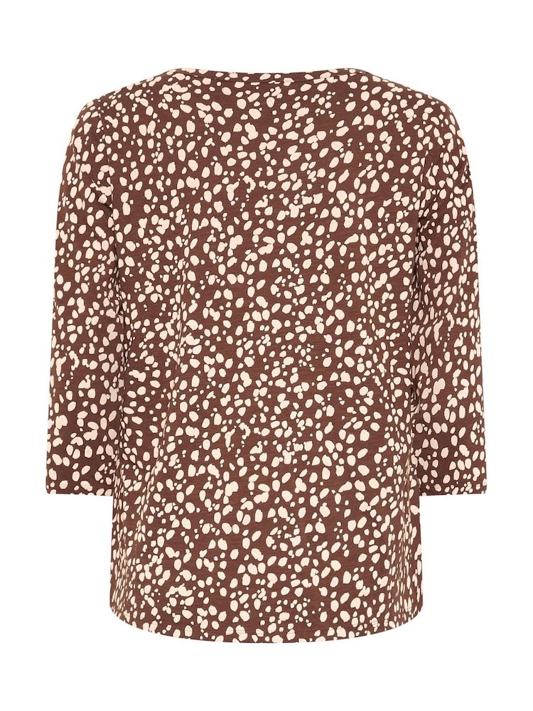 M&Co Brown Animal Print Cotton Long Sleeve Henley Top - Image 6 of 6 M&Co Brown Animal Print Cotton Long Sleeve Henley Top - Image 6 of 6