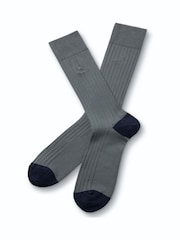 Charles Tyrwhitt Grey Cotton Rib Socks - Image 1 of 2