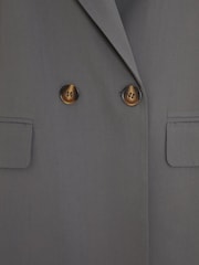 Quiz Grey Woven Oversized Double Breasted Tailored Blazer - Image 4 of 4