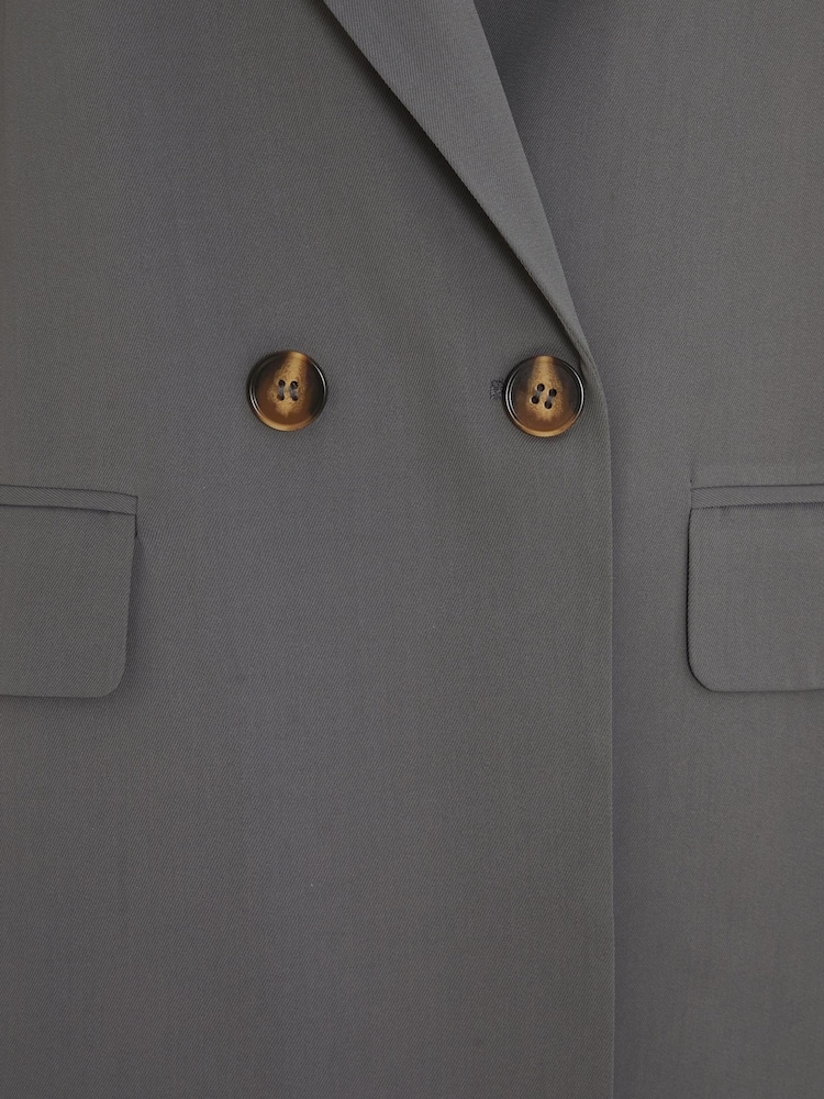 Quiz Grey Woven Oversized Double Breasted Tailored Blazer - Image 4 of 4