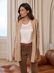 Pure Collection Toffee Brown Lightweight Cashmere Swing Cardigan - Image 1 of 3