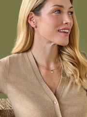 Pure Collection Light Brown Cashmere V-Neck Cardigan - Image 3 of 3