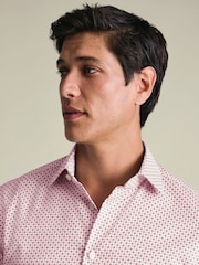 Charles Tyrwhitt Pink Non-Iron Stretch Geometric Print Shirt - Image 3 of 7