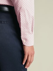 Charles Tyrwhitt Pink Non-Iron Stretch Geometric Print Shirt - Image 4 of 7