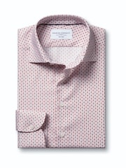 Charles Tyrwhitt Pink Non-Iron Stretch Geometric Print Shirt - Image 5 of 7