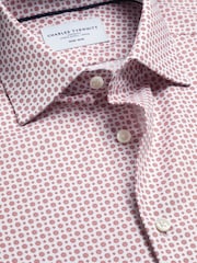 Charles Tyrwhitt Pink Non-Iron Stretch Geometric Print Shirt - Image 6 of 7