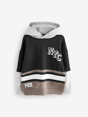 Black/Brown Varsity Graphic Hoodie (3-16yrs) - Image 1 of 4