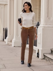 Pure Collection Mocha Brown Washed Velvet Jeans - Image 1 of 3