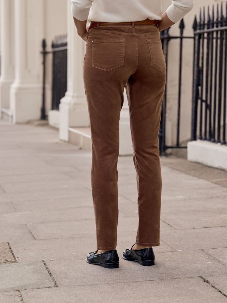 Pure Collection Mocha Brown Washed Velvet Jeans - Image 2 of 3